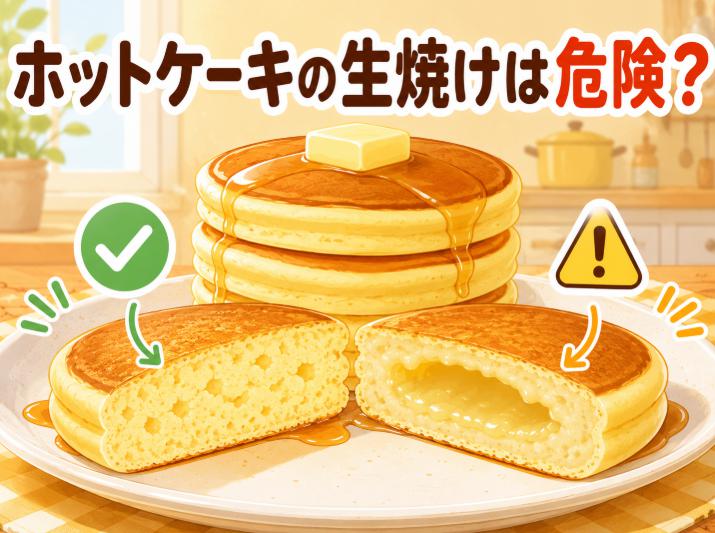 ホットケーキが生焼けでも食べられる?危険性と安全な焼き加減の見分け方