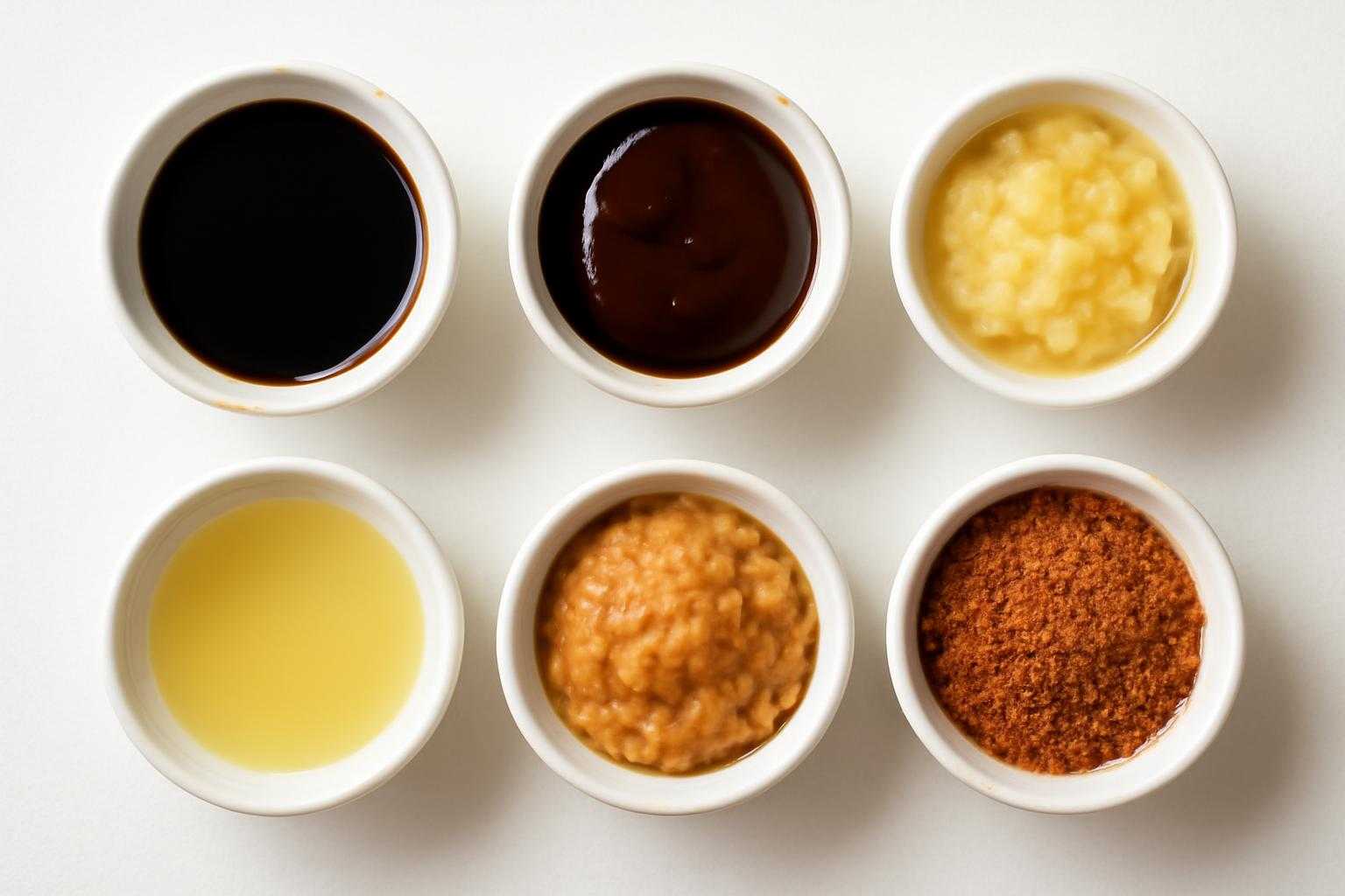 ウェイパーと6つの代用食材が並んでいるシーン