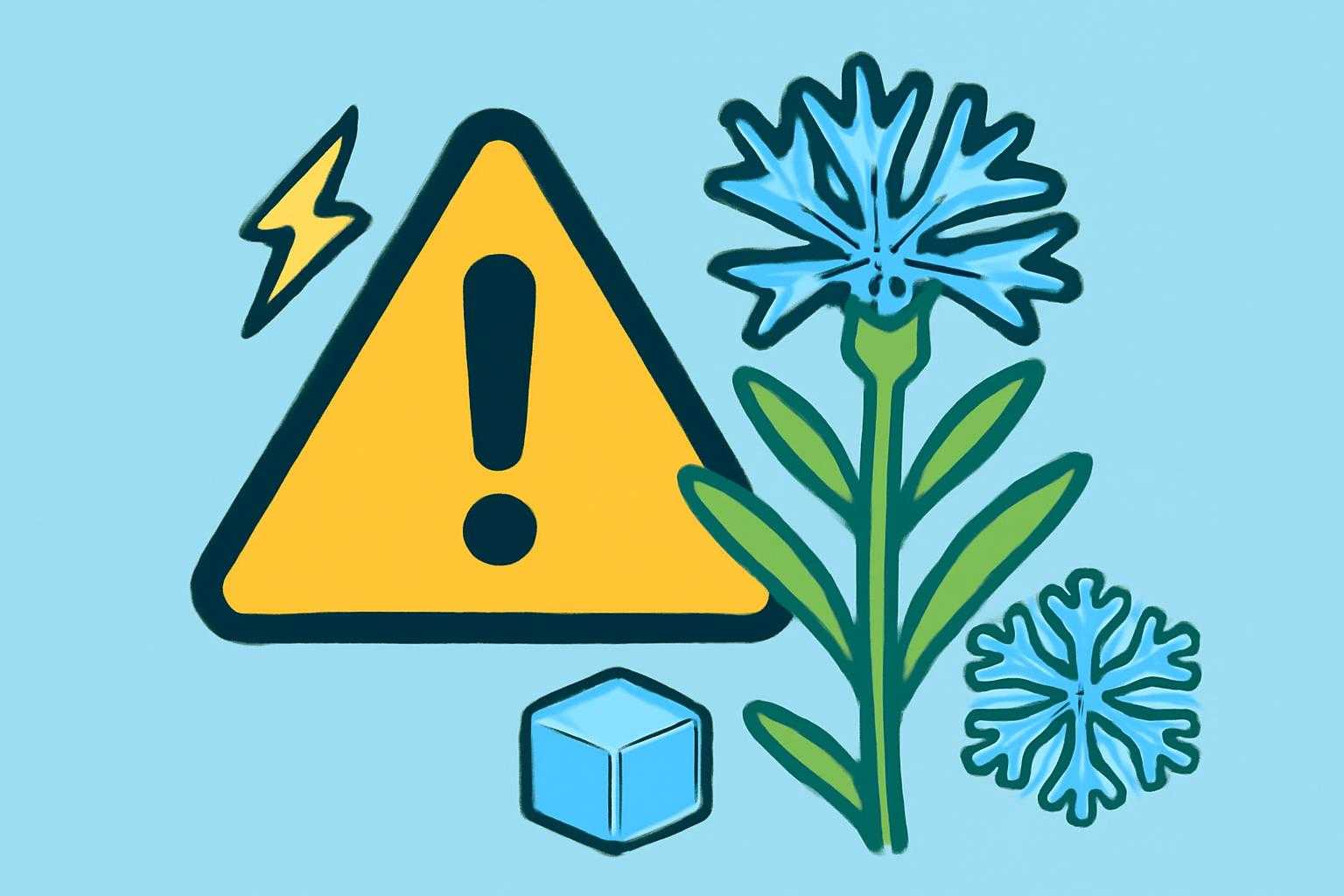 アイスプラントと注意マークが描かれた警告イメージ