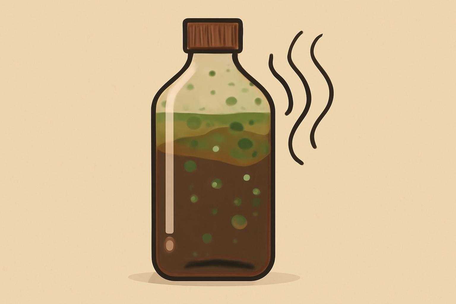 腐ったコーヒーの色や臭いの違いを示すビジュアル
