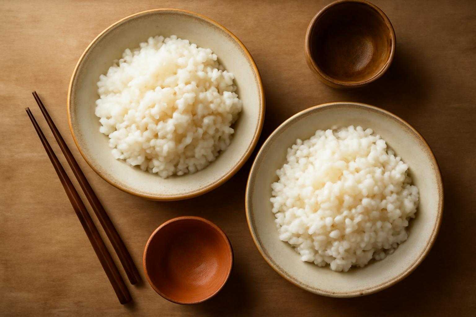 炊きたてのもち米料理を食べ比べている様子