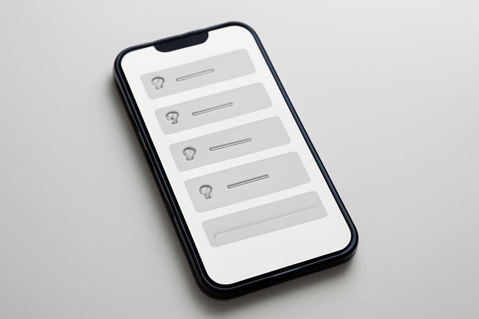 スマートフォンの画面に表示された質問と回答のインターフェース