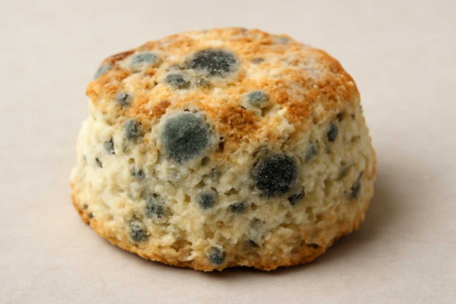カビが生えたり変色したスコーンの状態を示す画像