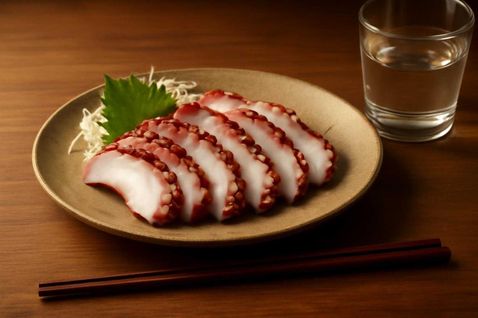 新鮮で安全なタコの刺身を楽しむ食卓風景