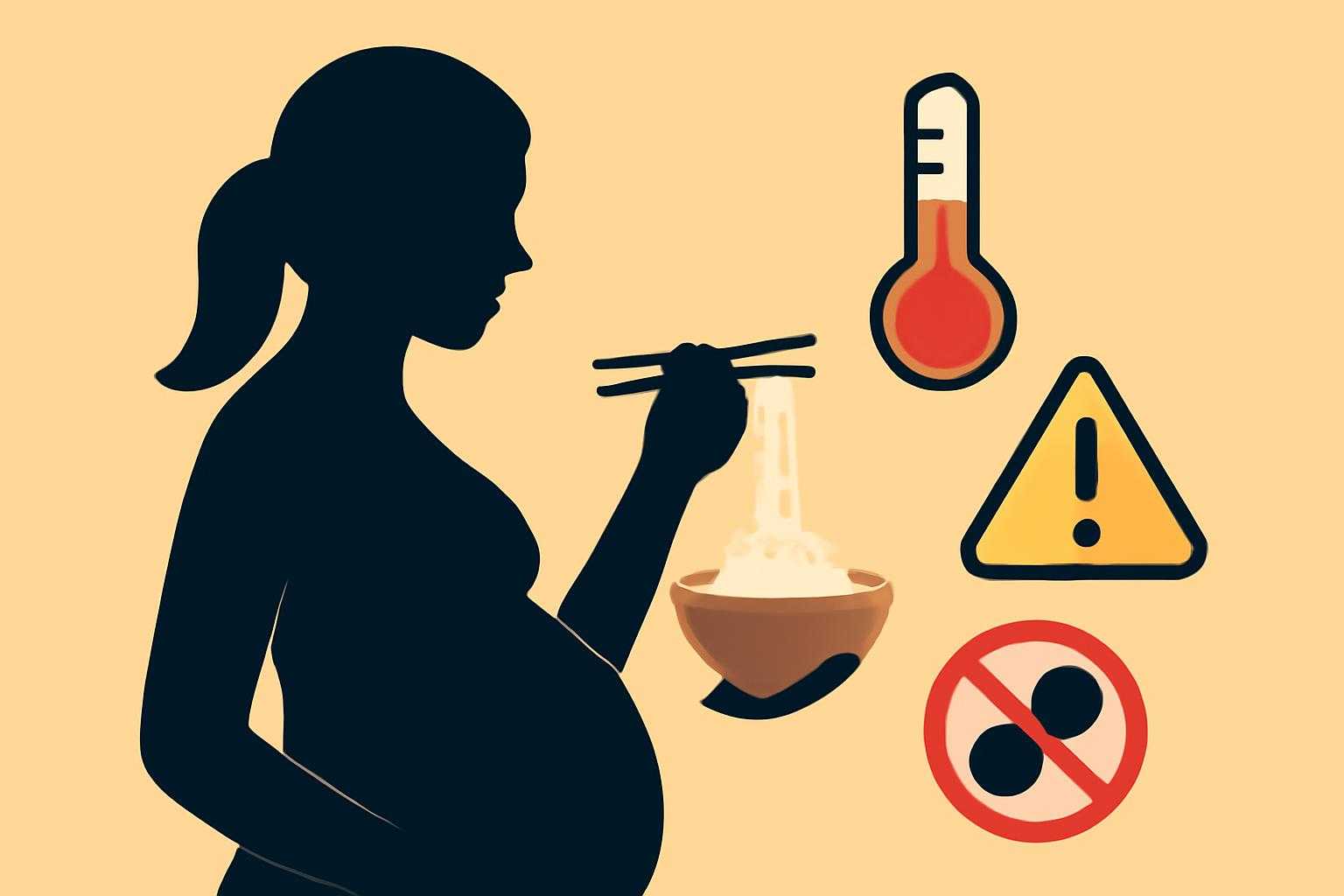 妊娠中の女性が山芋とろろを食べる際の注意点を示すイメージ