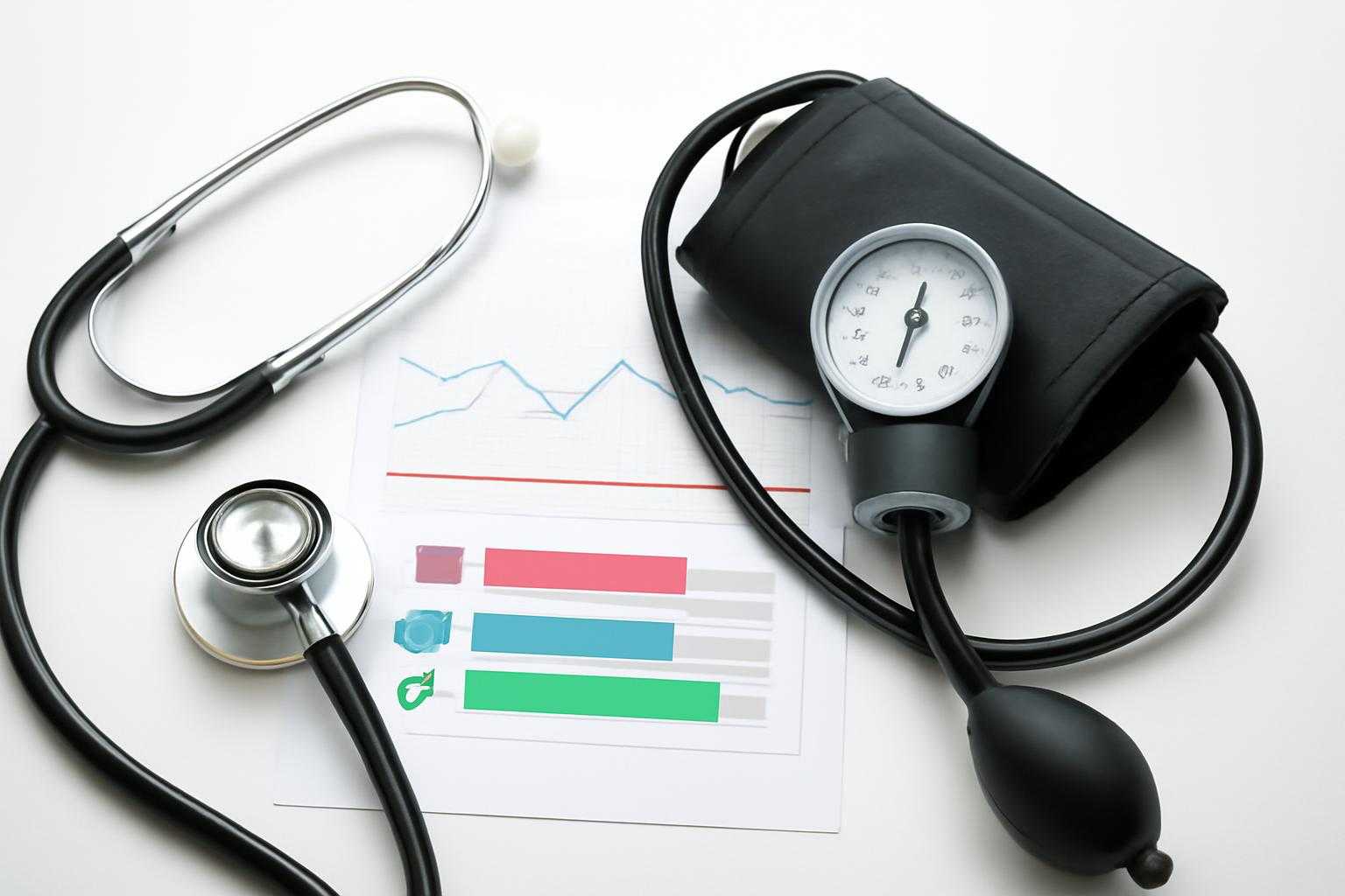 健康診断の結果表と体調不良を示す医療イメージ