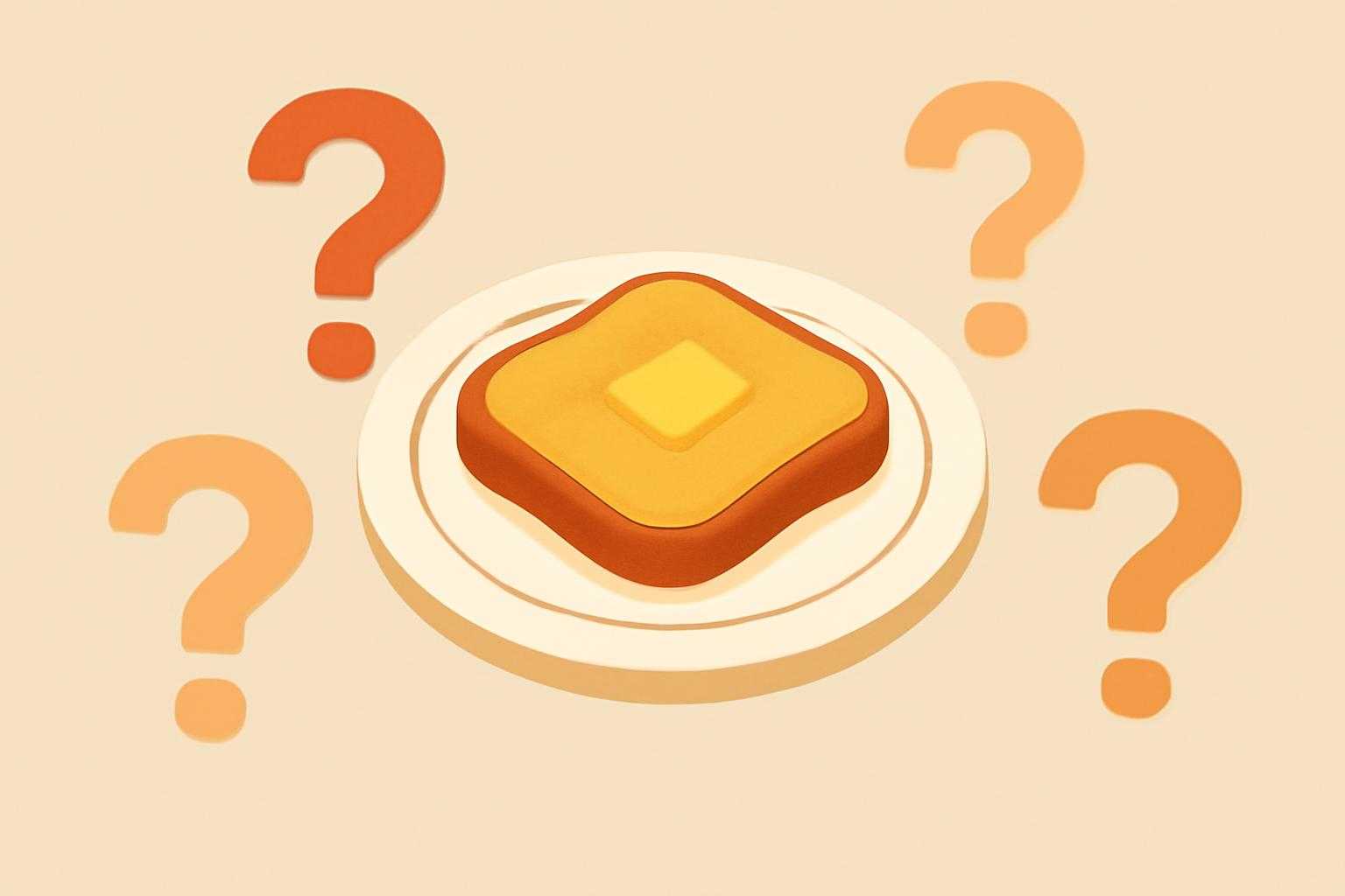 疑問符と食事に関する情報が浮かぶイメージ