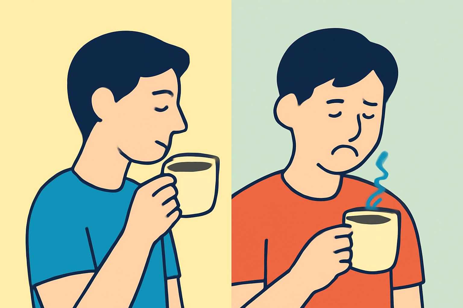 体調の変化に応じた味覚の違いを示す比較図