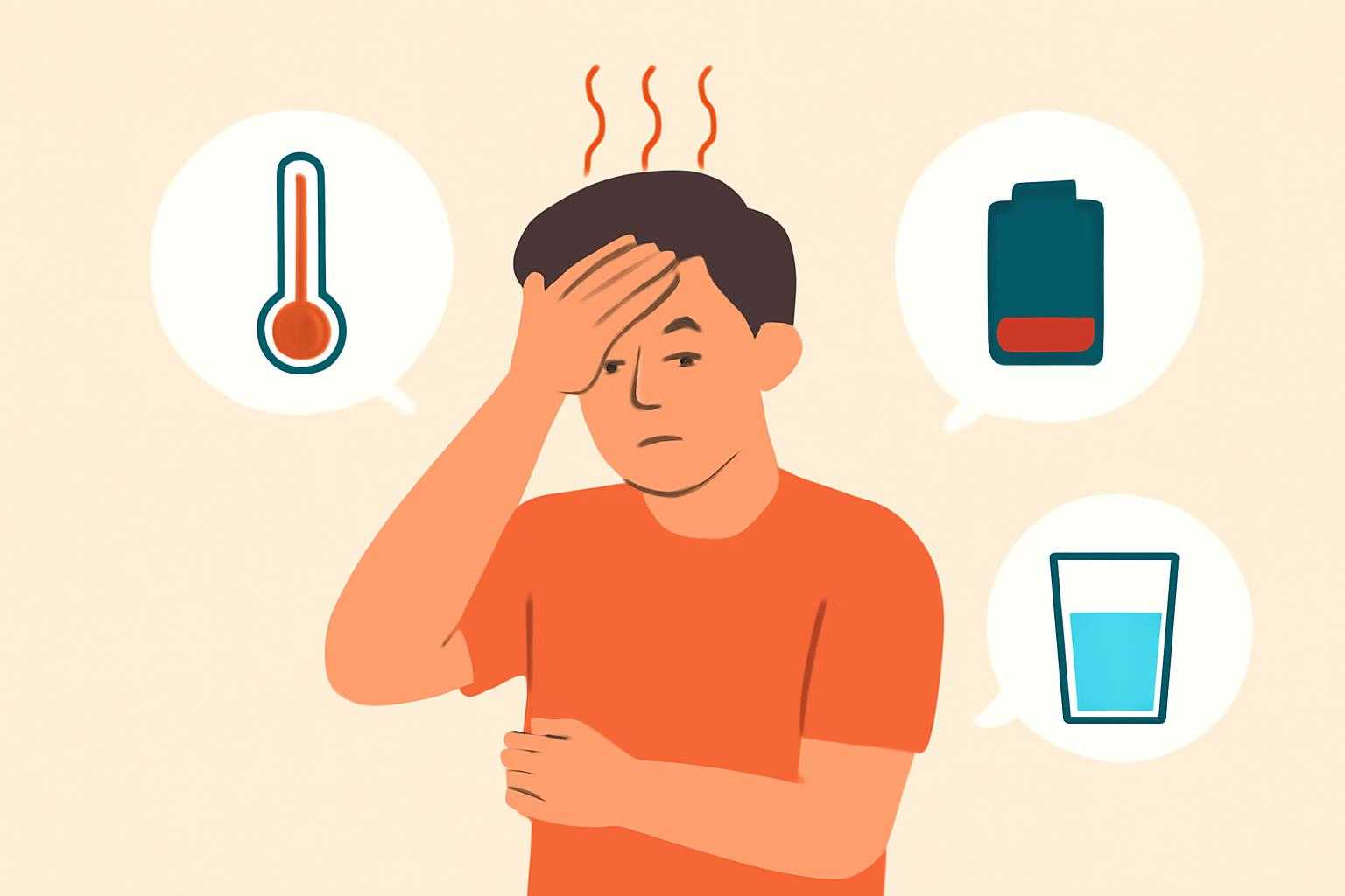体調が悪い人が様々な症状を感じている様子