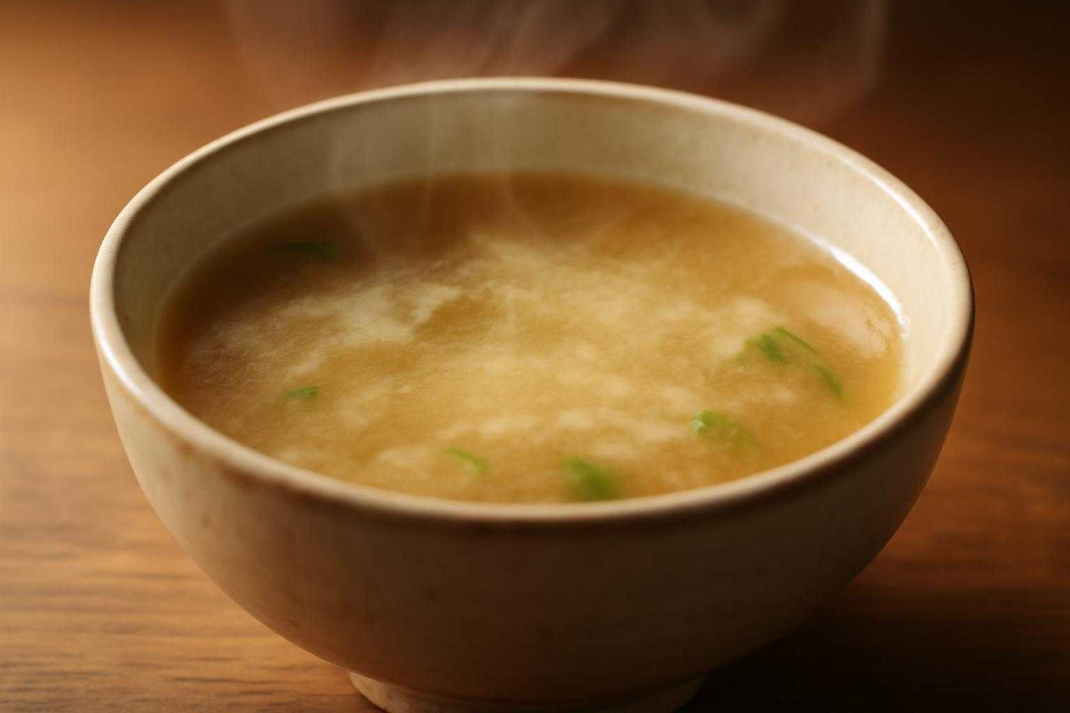 白い膜が張った味噌汁の椀をアップで撮影した写真